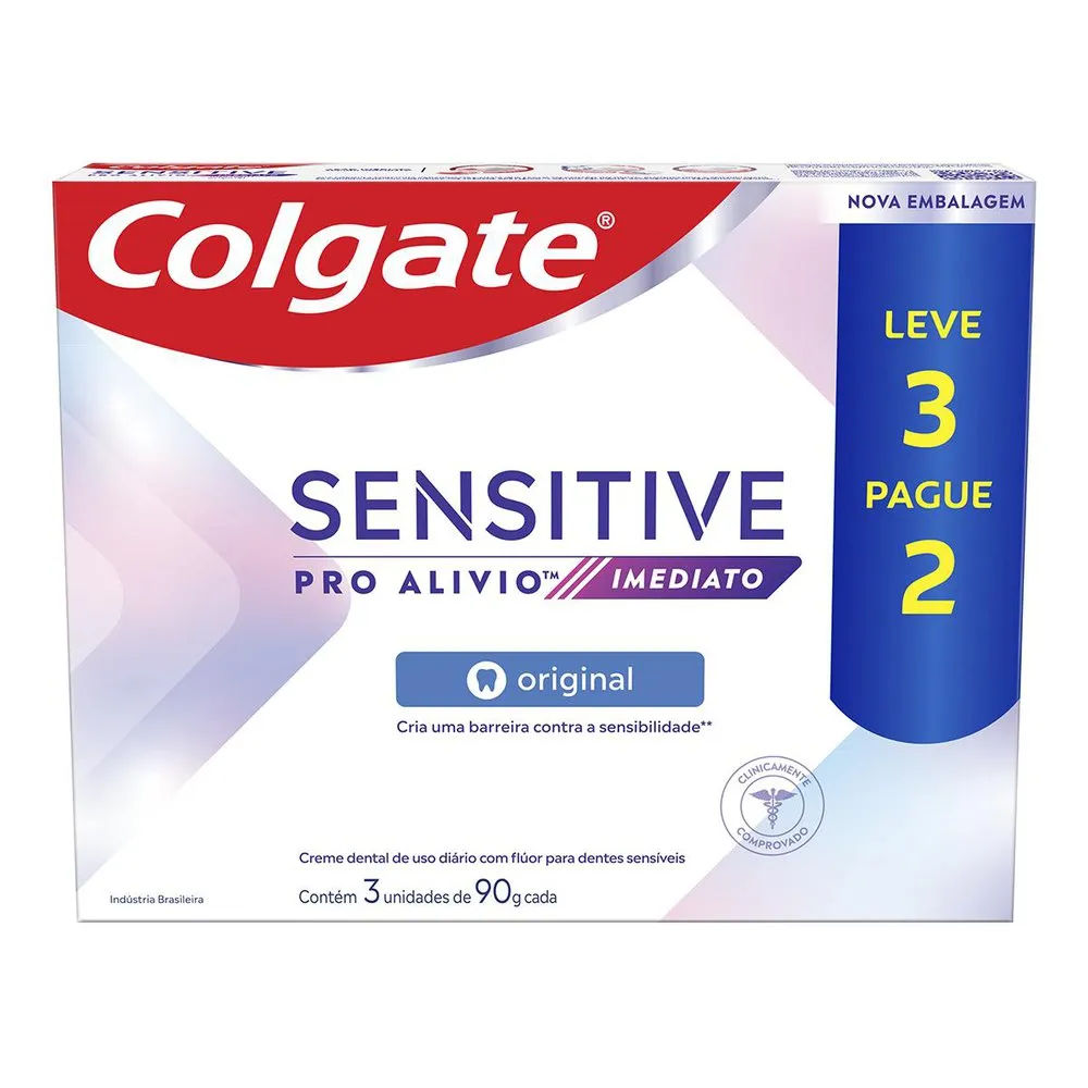 Creme Dental Para Sensibilidade Colgate Sensitive Pro Alívio Imediato Original 90g 3 unidades