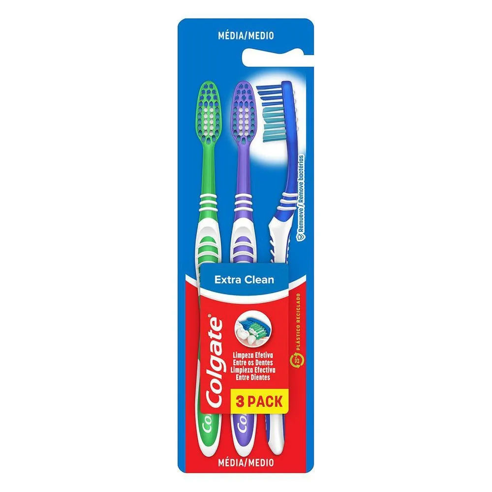 Escova Dental Colgate Professional Extra Clean Média 3 Unidades