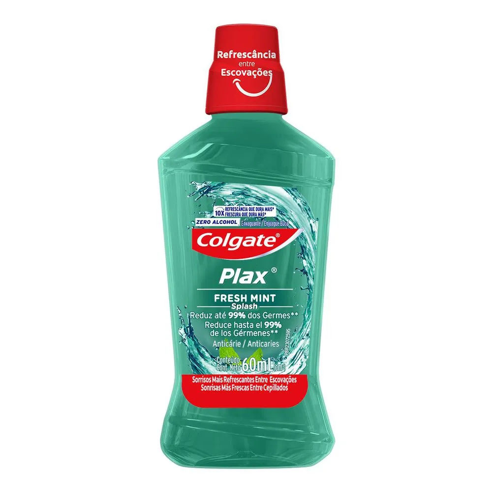 Enxaguante Antisséptico Bucal Colgate Plax Fresh Mint Sem Álcool com60ml