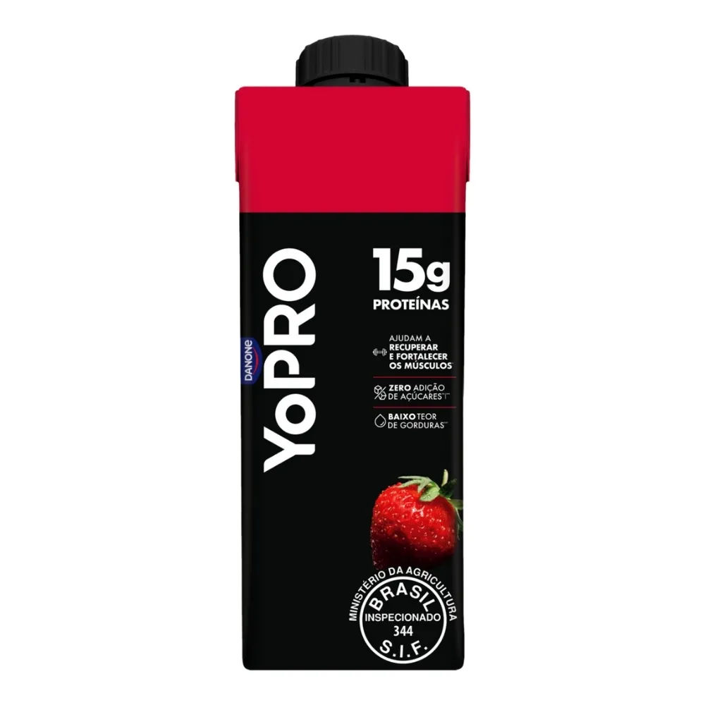 YoPRO Bebida Láctea UHT Morango 15g de proteínas 250ml