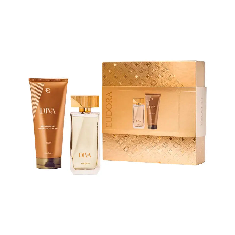 Deo Colonia Feminina Eudora Diva 100ml+200ml Locao Hidratante Corporal
