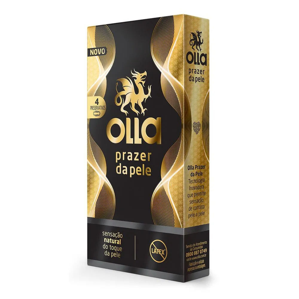 Preservativo Masculino Lubrificado Olla Prazer Da Pele Caixa 4 Unidades