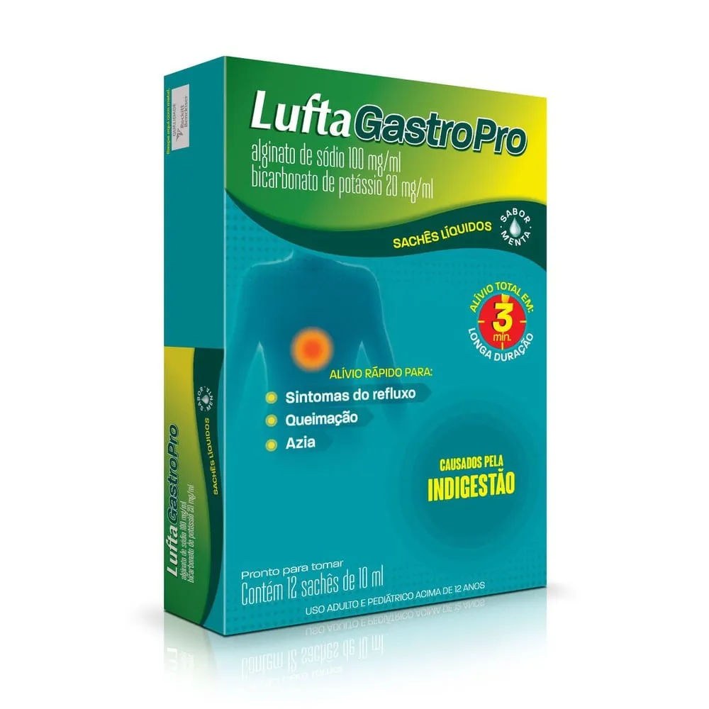 Luftagastro Pro 100mg/ml Suspensão Menta Embalagem Econômica 12 Sachês 10ml Reckitt
