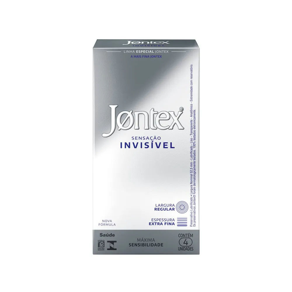 Preservativo Masculino Jontex Sensação Invisível Especial Lubrificado 4 Unidades