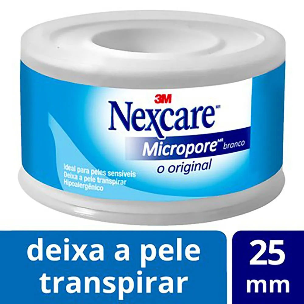 Fita Microporosa Micropore 3M Nexcare 25mmx4,5m, Cor Branco, 1 unidade