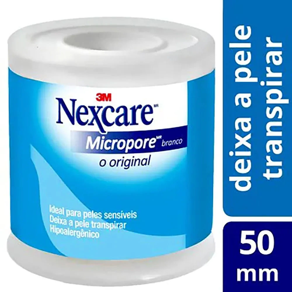 Fita Microporosa Micropore 3M Nexcare 50mmx4,5m Cor Branco, 1 unidade