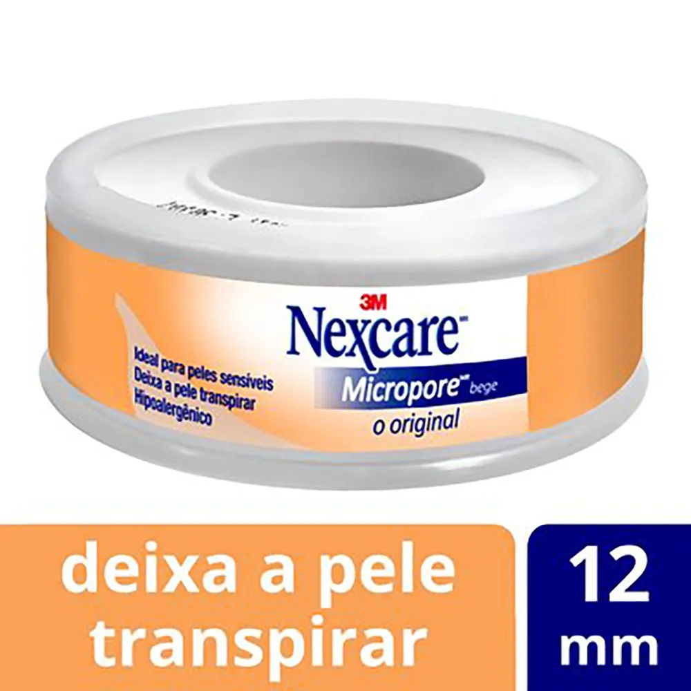 Fita Microporosa Micropore 3M Nexcare 12mmx4,5m, Cor Bege, 1 unidade