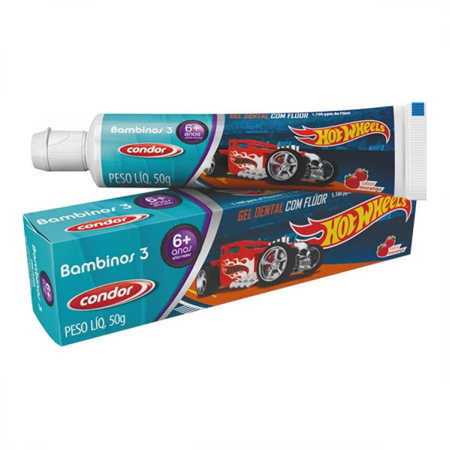 Gel Dental Infantil Condor Bambinos 3 Hot Wheels 50g