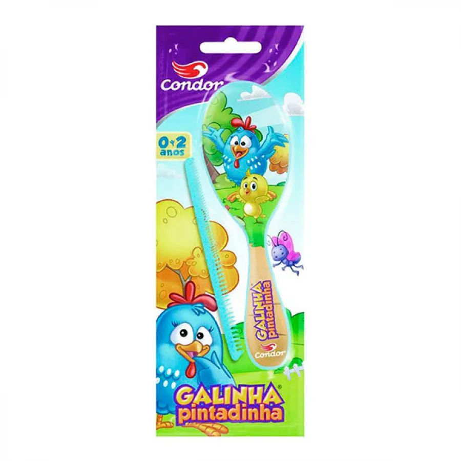 Kit Baby Condor Galinha Pintadinha Pente + Escova