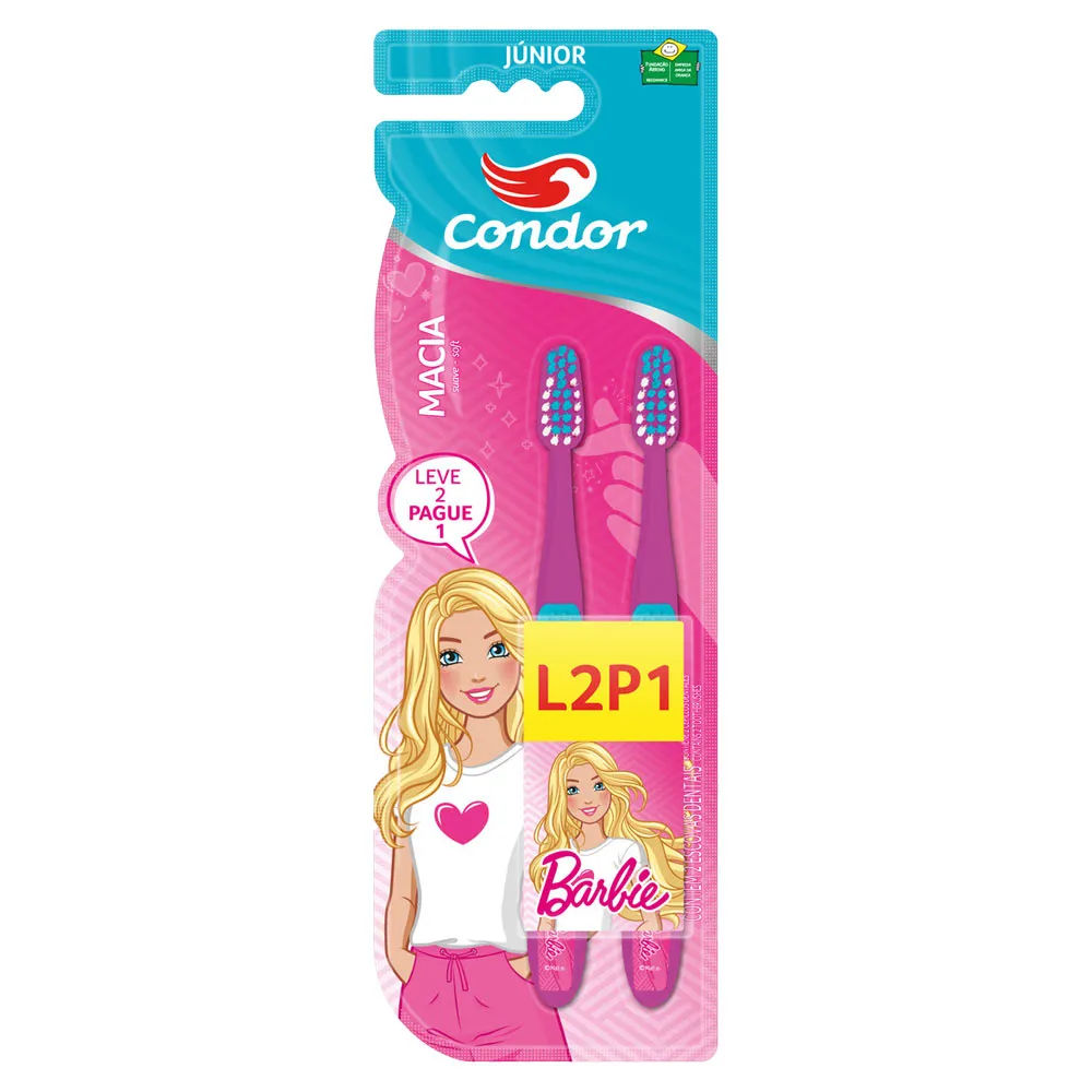 Escova Dental Condor Barbie 4+ Anos 2 Unidades