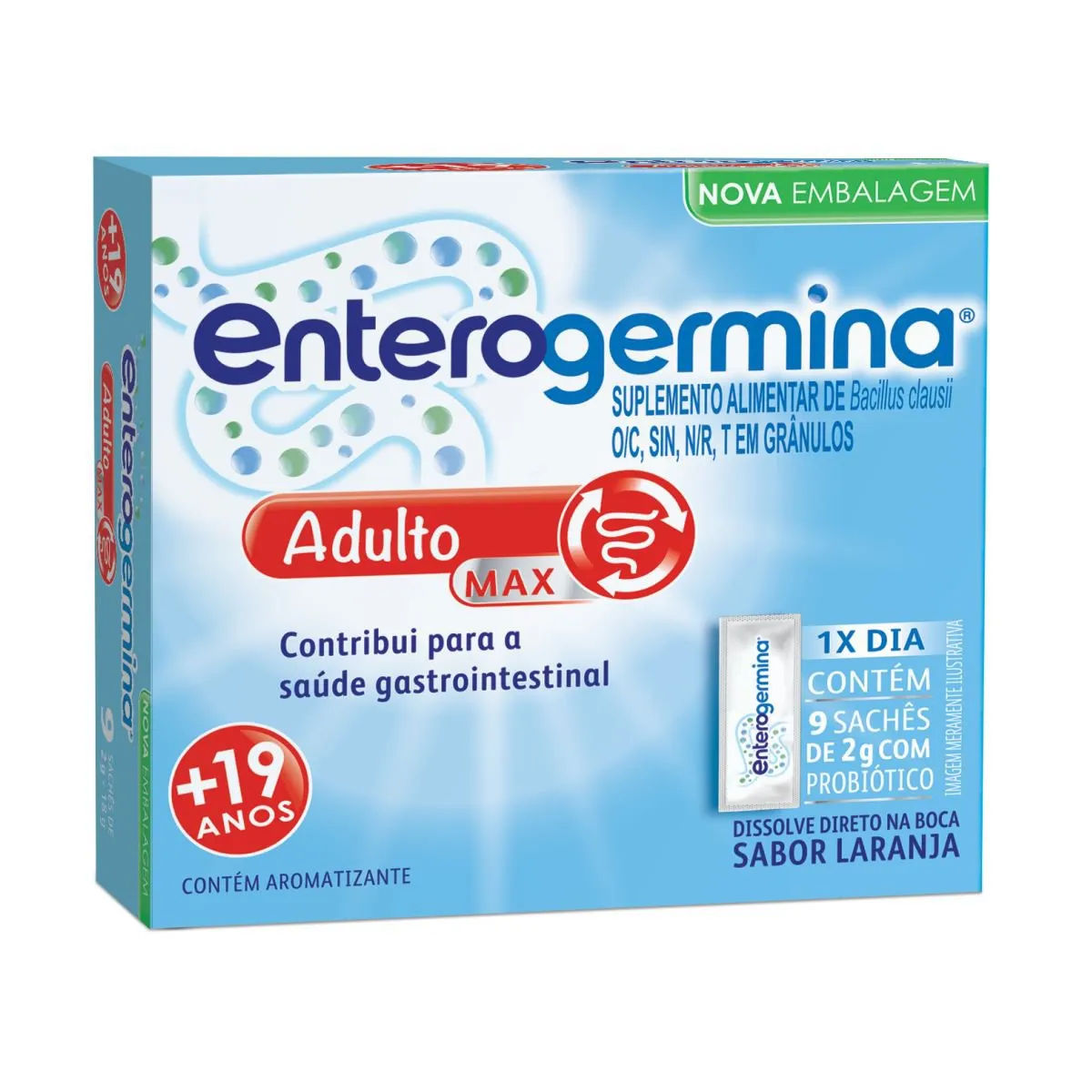 Probiótico Enterogermina Adulto 9 sachês Sabor Laranja