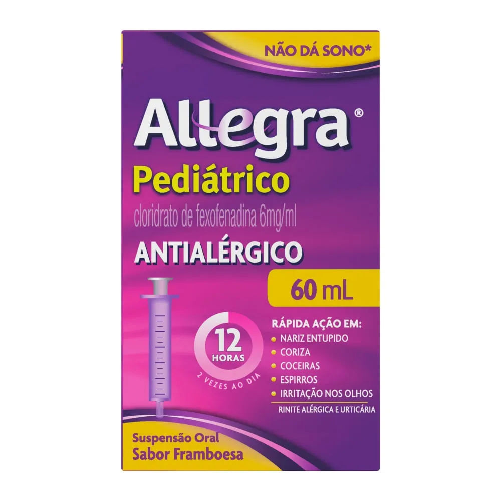 Allegra Pediátrico Fexofenadina 6mg/ml Suspensão 60ml com Seringa Dosadora Sanofi