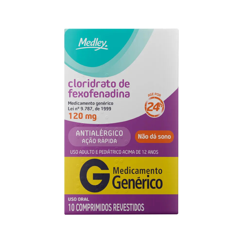 Cloridrato De Fexofenadina 120mg Com 10 Comprimidos Medley Genérico