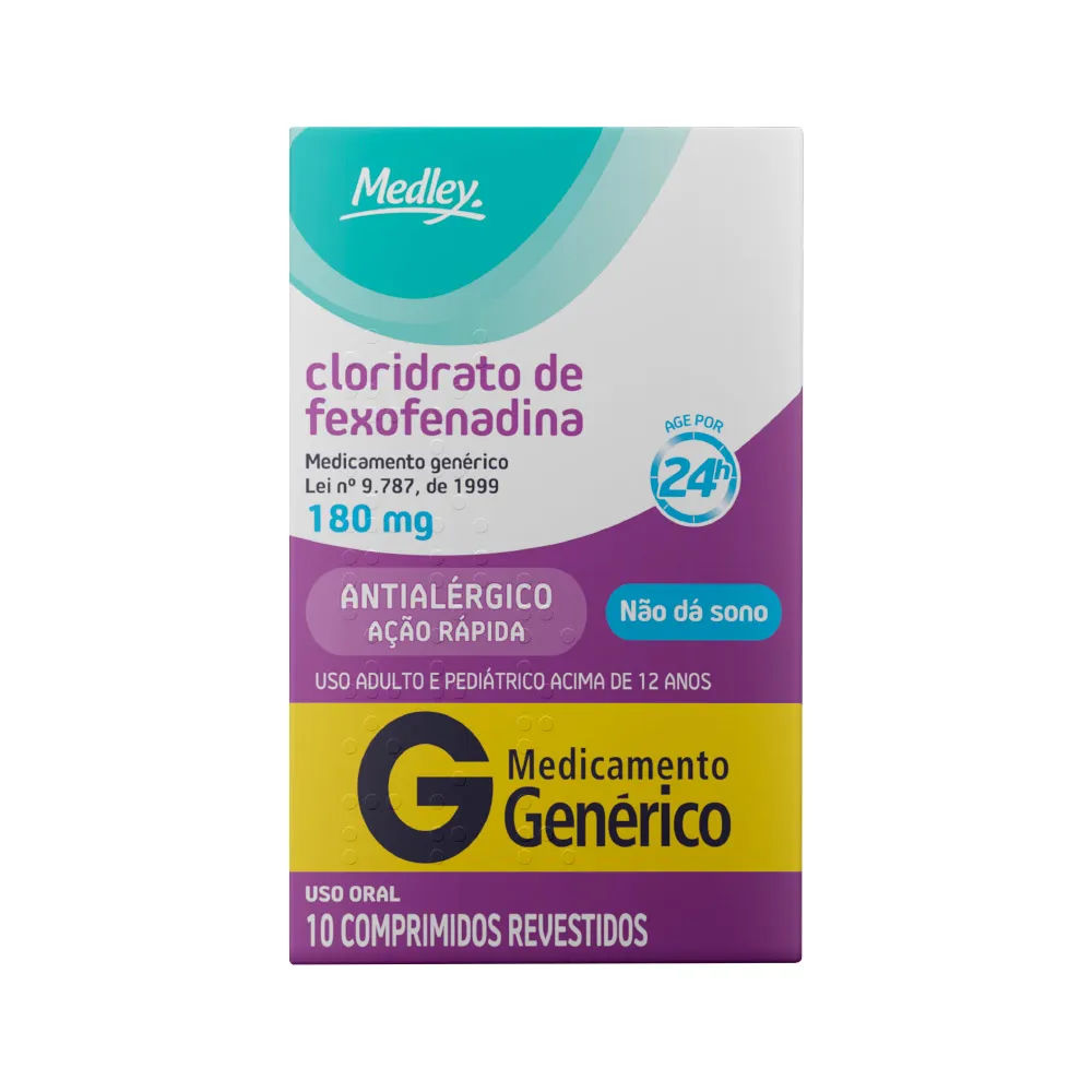 Cloridrato De Fexofenadina 180mg Com 10 Comprimidos Medley Genérico