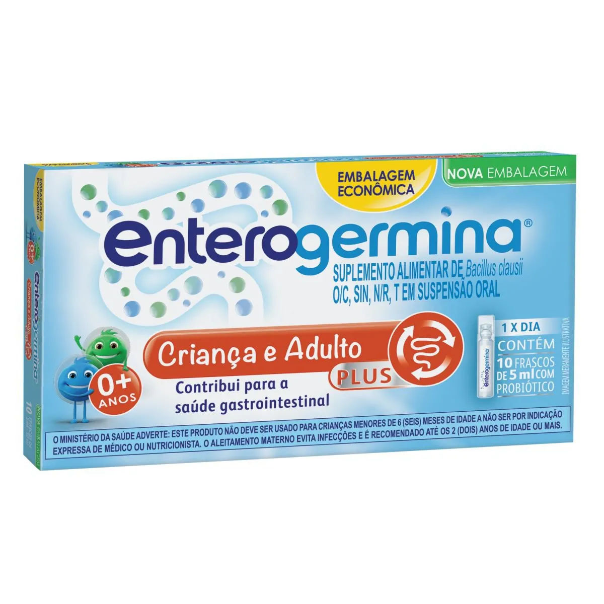 Probiótico Enterogermina Plus 10 frascos de 5ml - Tamanho Família
