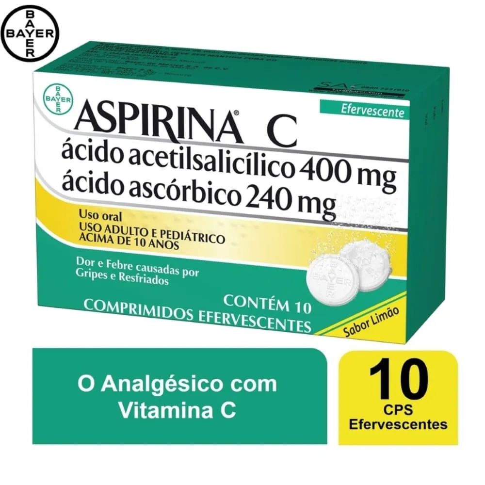 Analgésico Aspirina C Limão 10 comprimidos