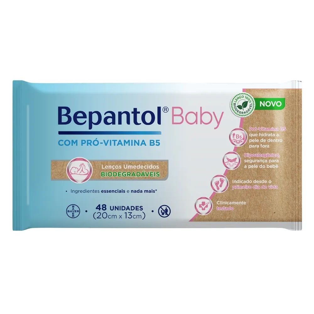 Lenço Umedecido Bepantol Baby Biodegradável 48 Unidades