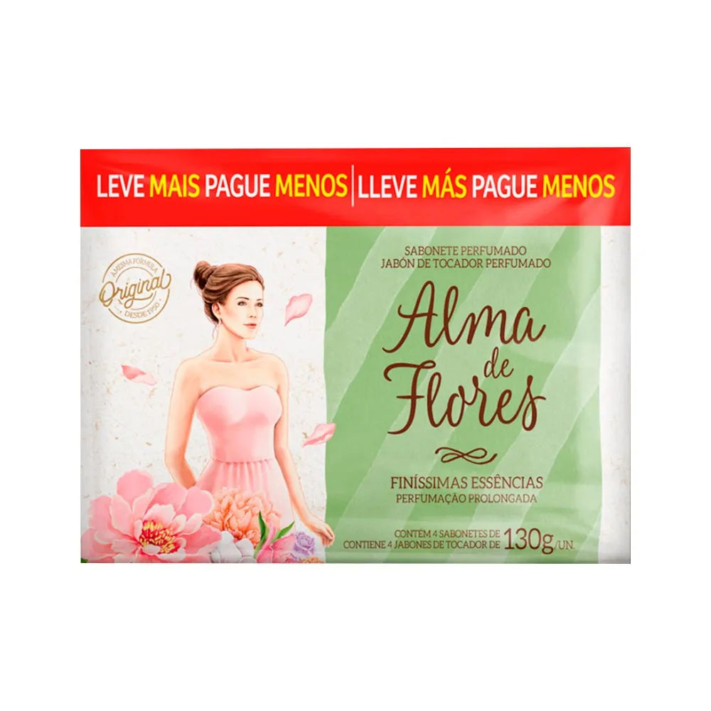 Sabonete Alma Flores Barra Com 4x130gr Leve + Pague - Finissimas  Essencias Especial