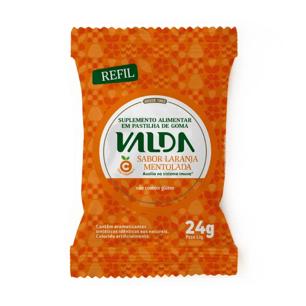 Bala De Gelatina Vitamina C Valda Laranja Mentolada 24g
