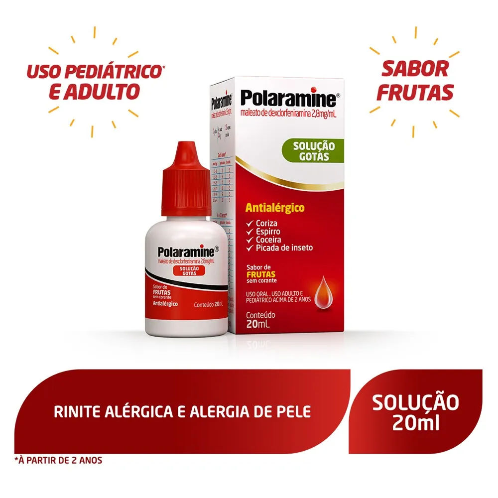 Antialérgico Polaramine Dexclorfeniramina Gotas 2,8mg/ml Frutas 20ml Hypera Pharma