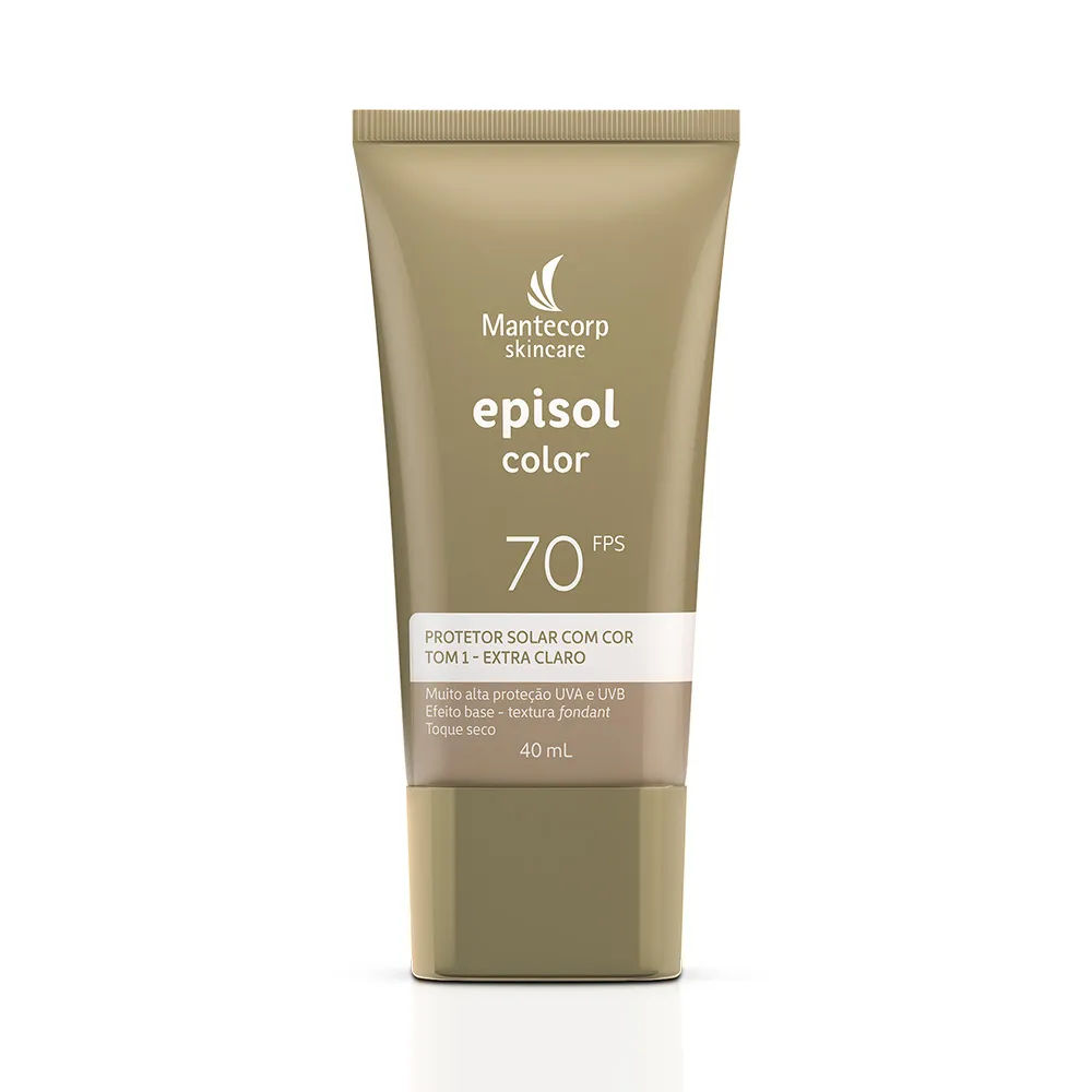Protetor Solar Facial Episol Color Tom 1 Extra Clara FPS70 40ml Mantecorp