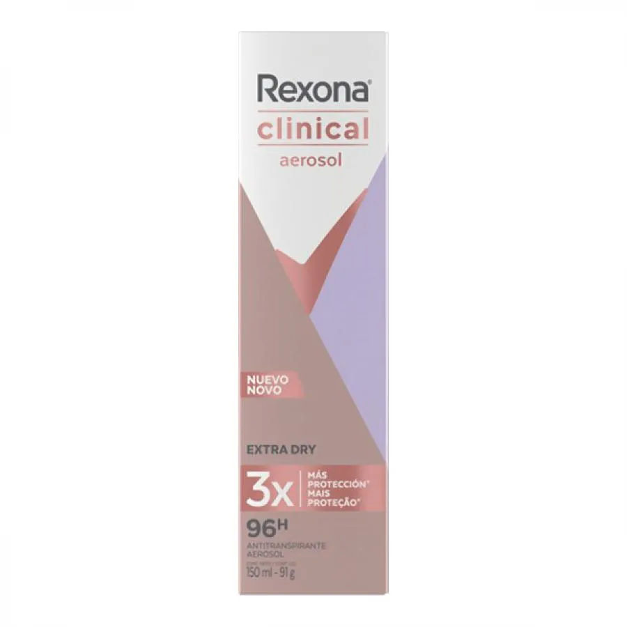 Desodorante Antitranspirante Aerossol Rexona Clinical Extra Dry 150ml