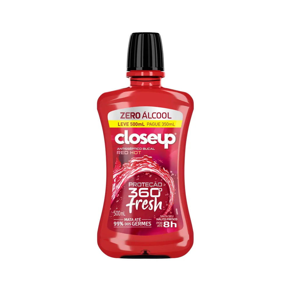 Enxaguante Close Up 360 Fresh Leve 500ml Pague 350ml Red Hot Especial
