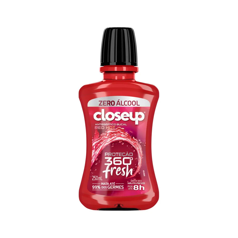Enxaguante Close Up Bucal 360 Fresh 250ml Red Hot Sem Alcool