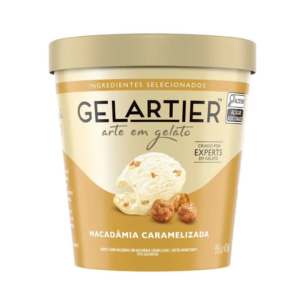 Kibon Sorvete Gelartier 473ml Macadamia Caramelizada