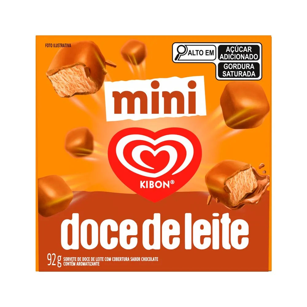 Sorvete Kibon Mini Doce de Leite Cobertura Chocolate 114ml