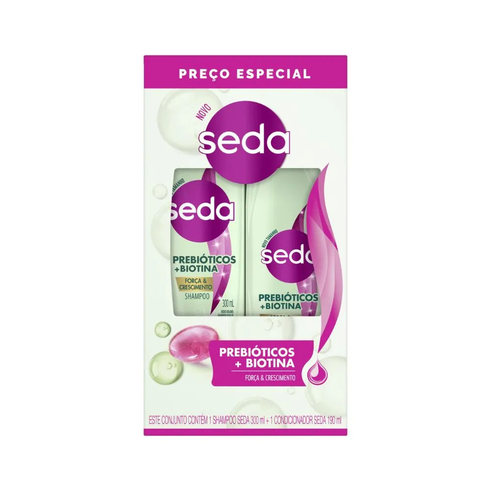 Kit Shampoo Seda Prebióticos + Biotina 300ml + Condicionador 190ml