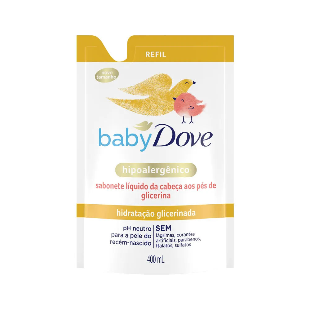 Refil Sabonete Líquido Dove Baby da Cabeça aos Pés Hidratação Glicerinada 400ml