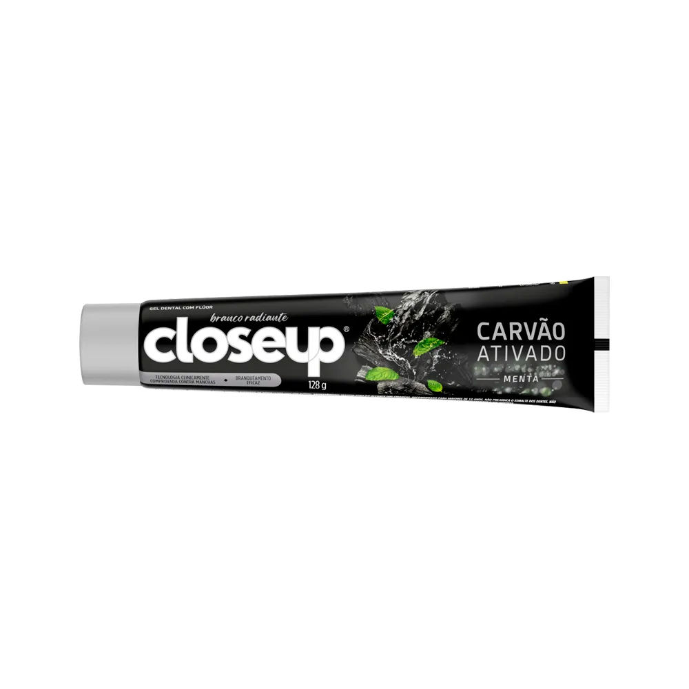Gel Dental Closeup Carvão Ativado Menta Branco Radiante Bisnaga 128g