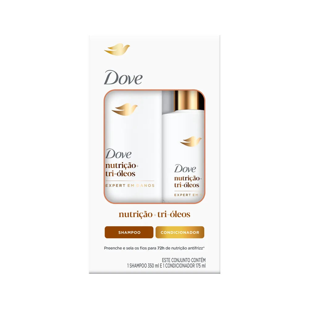 Kit Shampoo Dove 350ml + Condicionador Dove Nutrição + Tri-Óleos 175ml