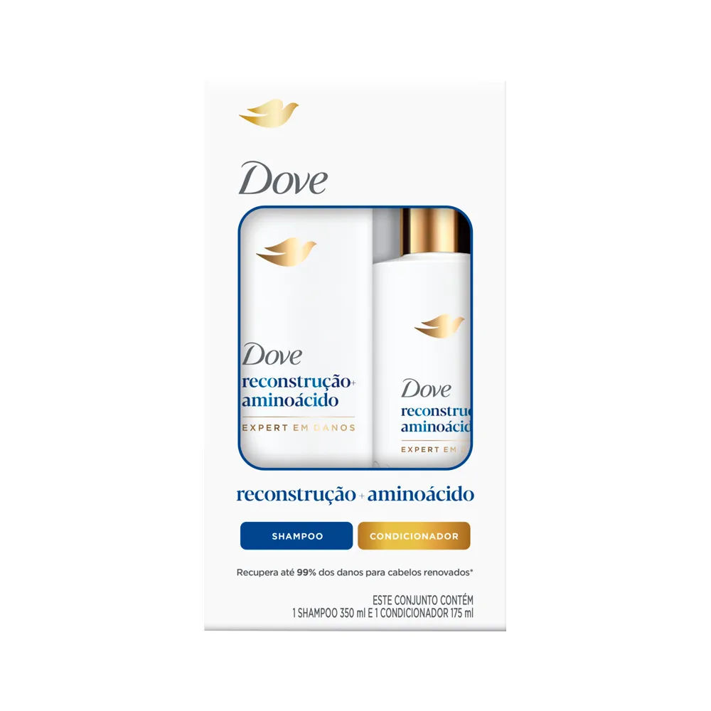 Kit Shampoo Dove 350ml + Condicionador Dove Reconstrução + Aminoácido 175ml