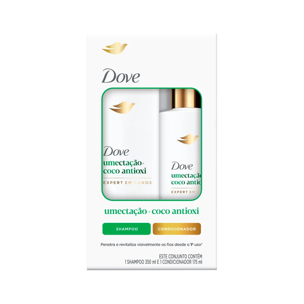 Kit Shampoo Dove 350ml + Condicionador Dove Umectação + Coco Antioxi 175ml