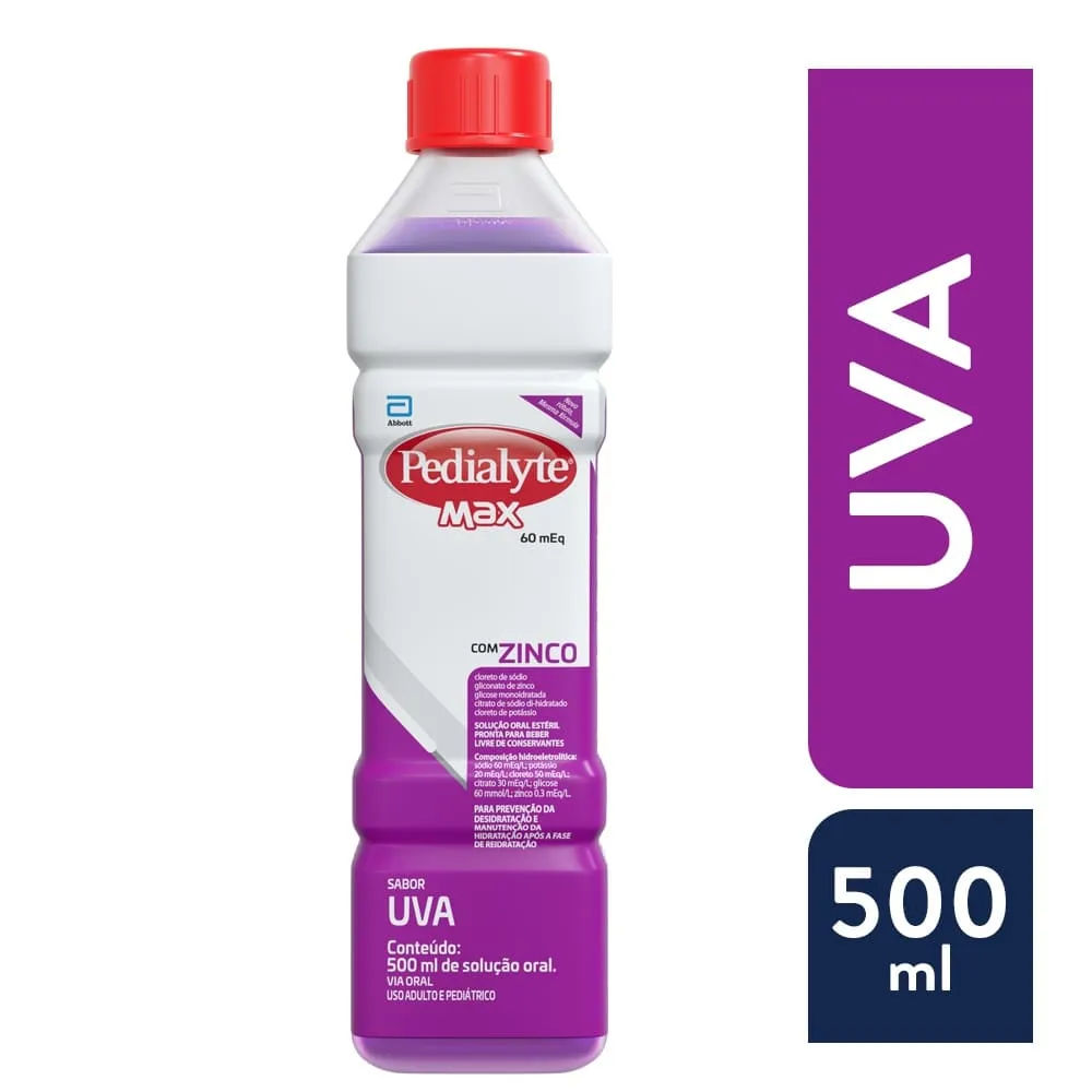 Pedialyte Max 500ml Uva com Zinco Abbott