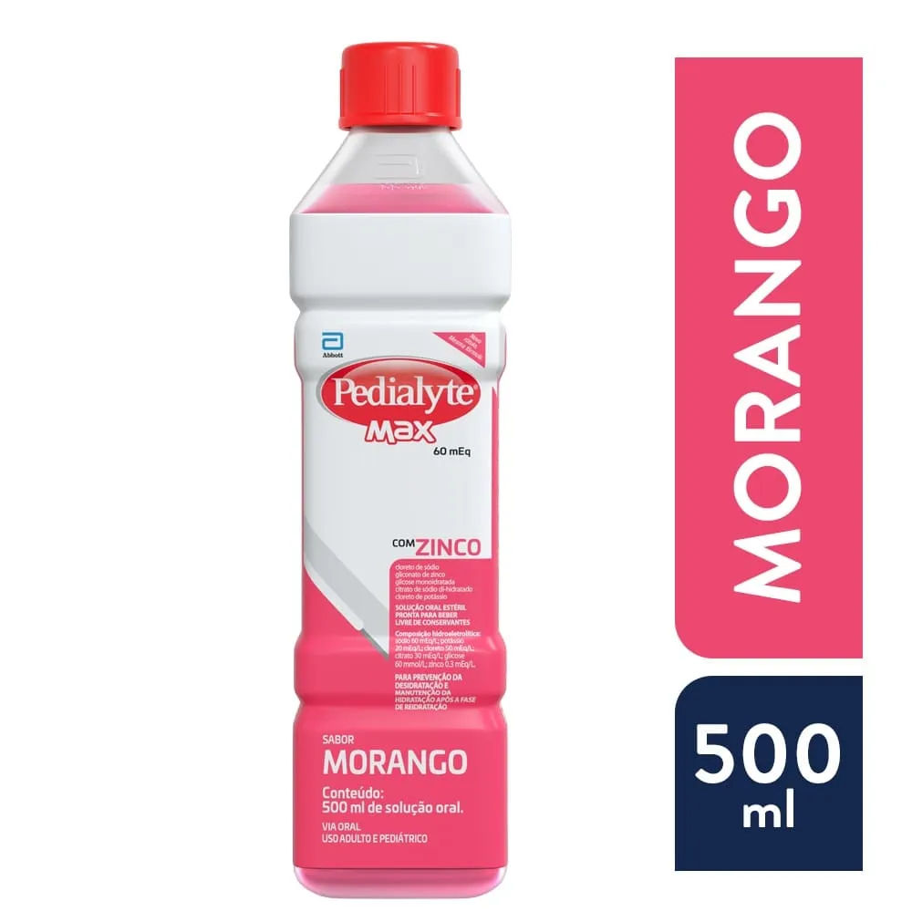 Pedialyte Max 500ml Morango com Zinco Abbott