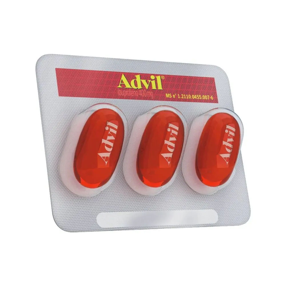 Advil Alívio Rápido Da Dor De Cabeça E Enxaqueca Com Ibuprofeno 400mg, 3  Cápsulas