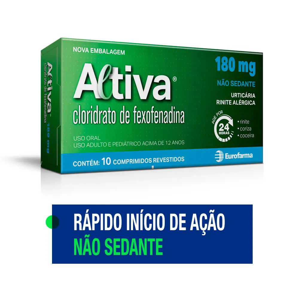 Altiva Cloridrato de Fexofenadina Eurofarma 180mg 10 comprimidos