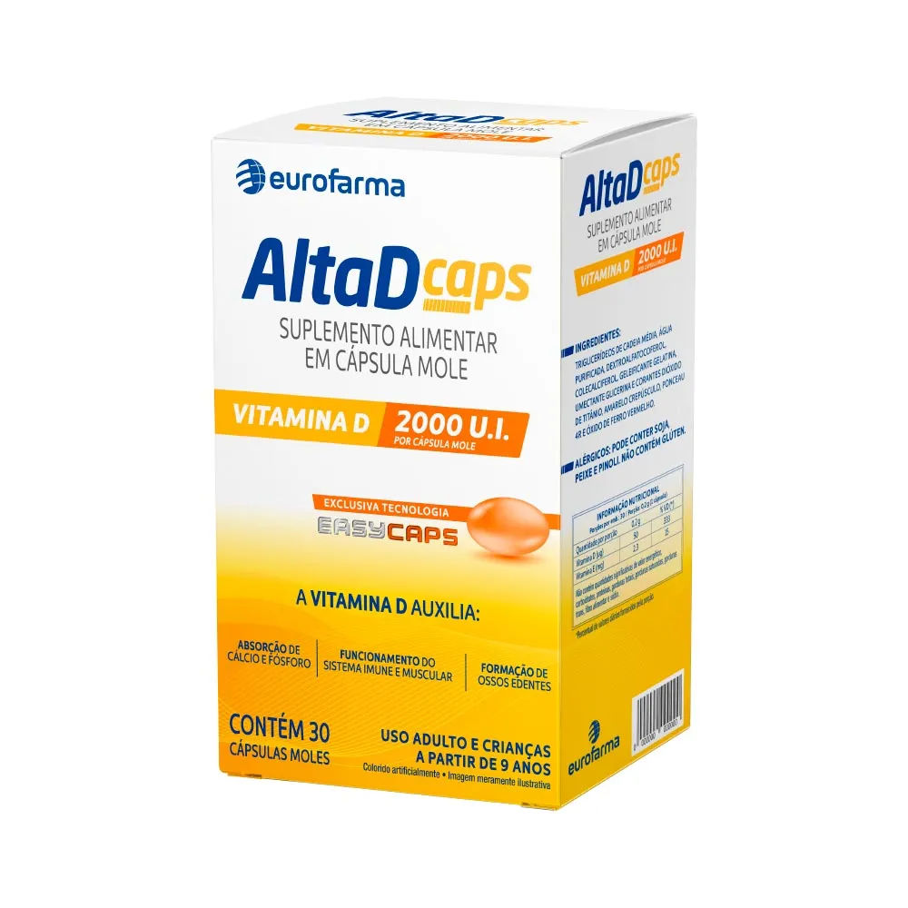 Vitamina D 2 000UI Alta D Caps Eurofarma 30 cápsulas