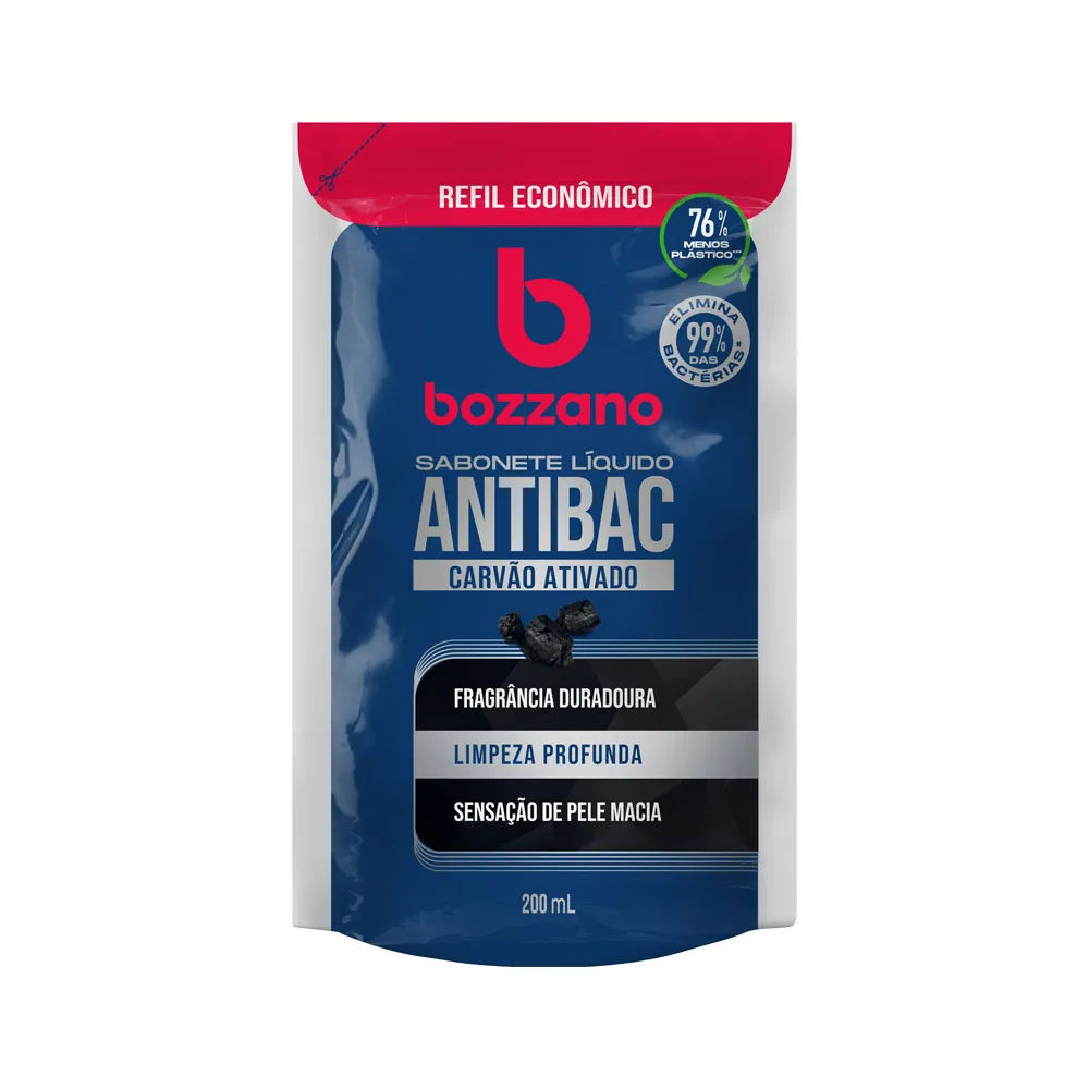Sabonete Bozzano Liquido 200ml Carvao Ativado Refil