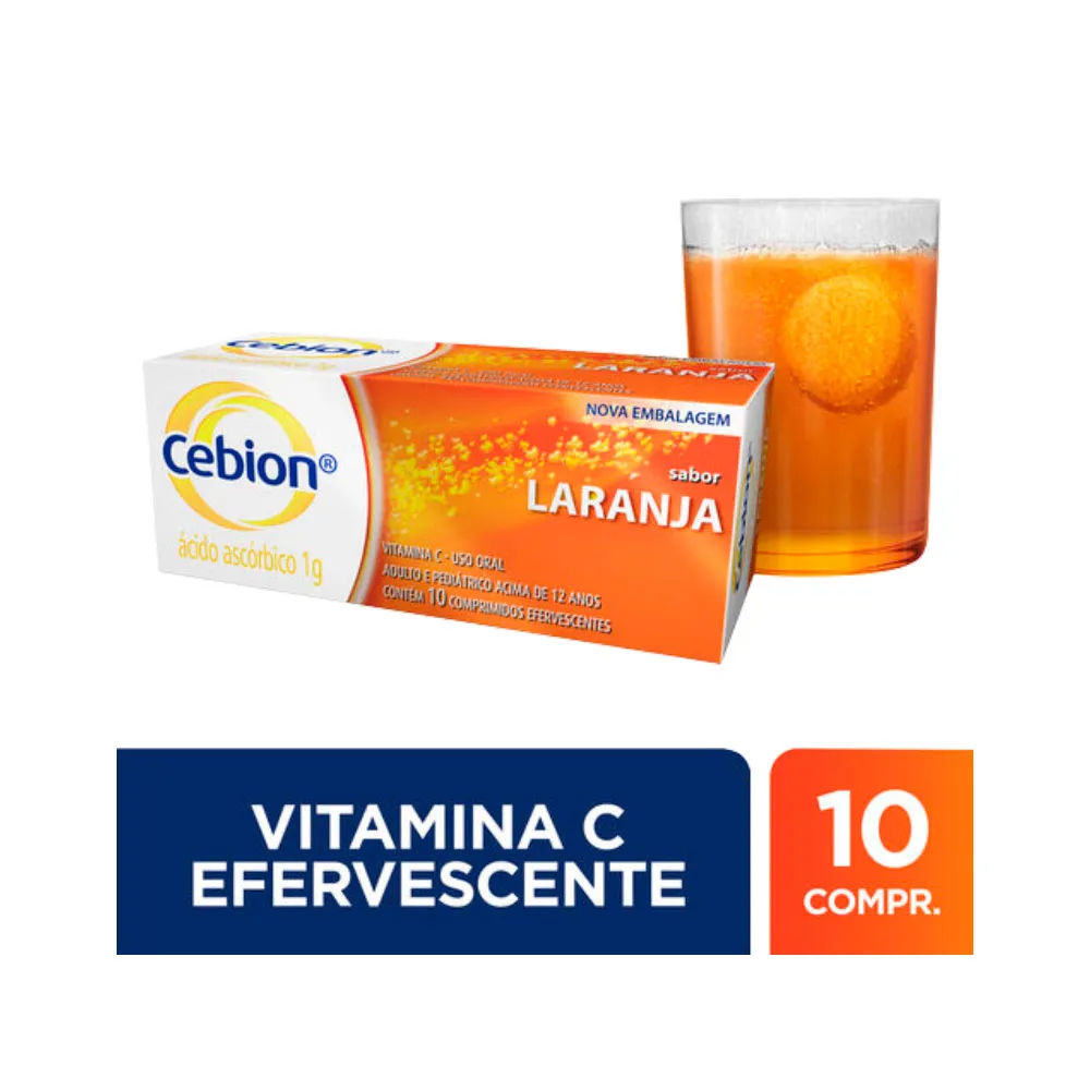 Cebion 1g Vitamina C Sabor Laranja Com 10 Comprimidos