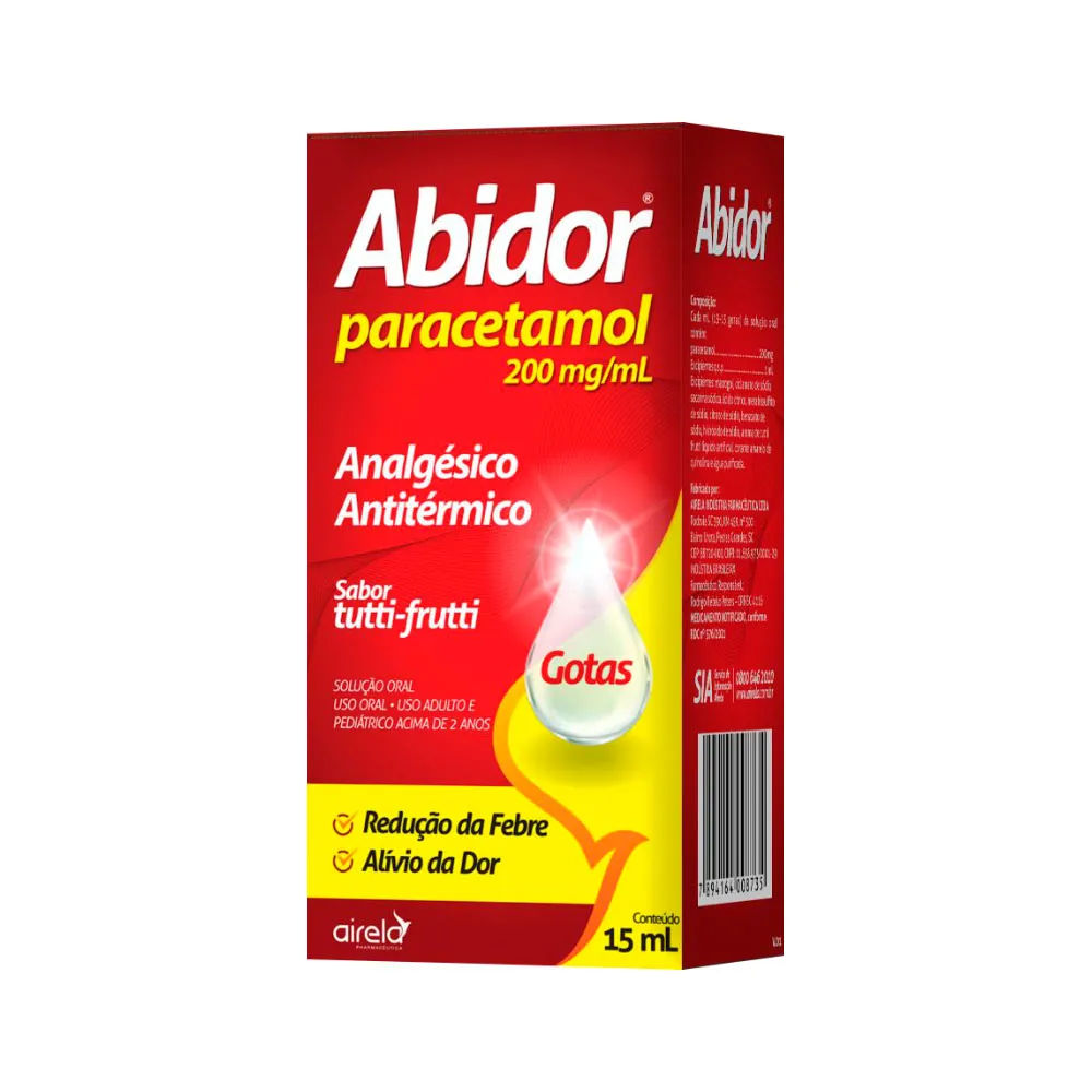 Abidor Paracetamol 15ml Solucao Oral Gotas 200mg/ml Tutti-frutti
