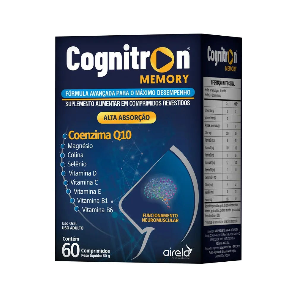 Suplemento Alimentar Cognitron Memory Com 60 Comprimidos Revestidos  Airela