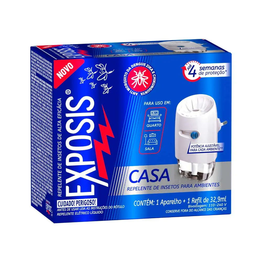 Kit Repelente Exposis Líquido Casa Aparelho Elétrico + Refil 32,9ml