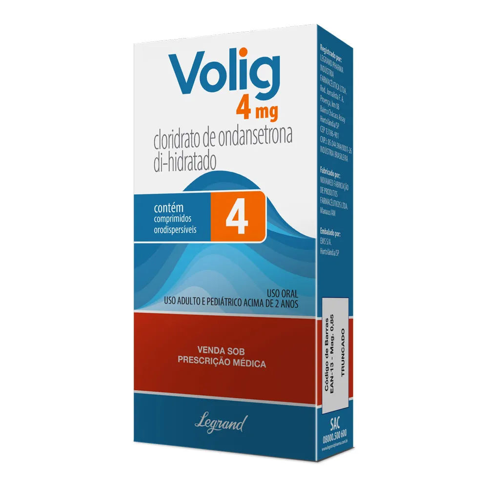 Volig Cloridrato de Ondansetrona 4mg 4 Comprimidos Orodispersíveis Legrand