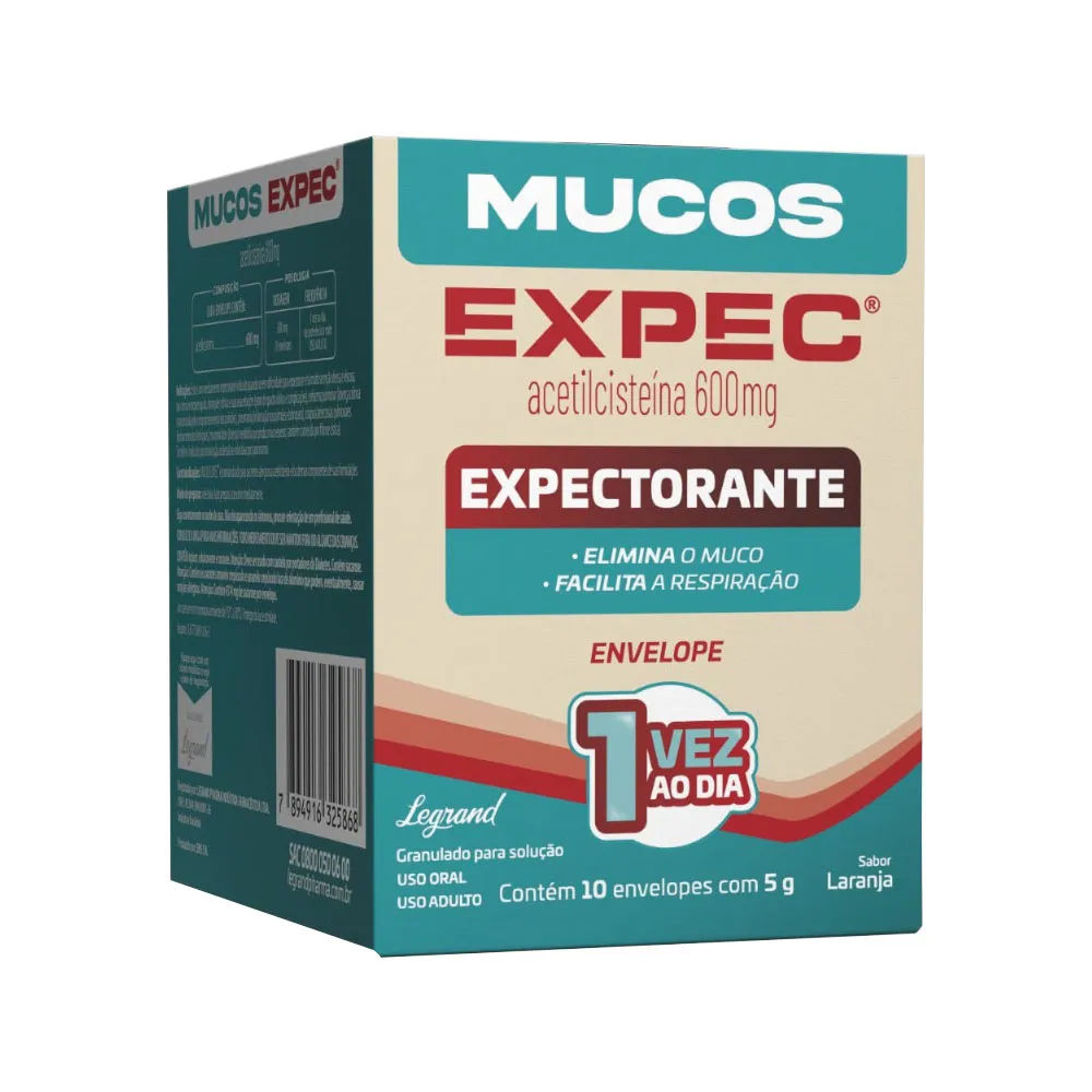 Mucos Expec Acetilcisteína 600mg 10 Sachês 5g Legrand