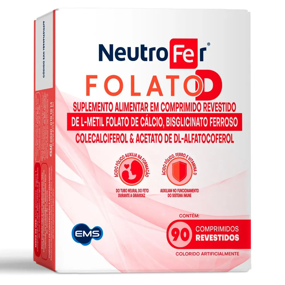 Suplemento Alimentar Neutrofer Folato D 90 Comprimidos EMS