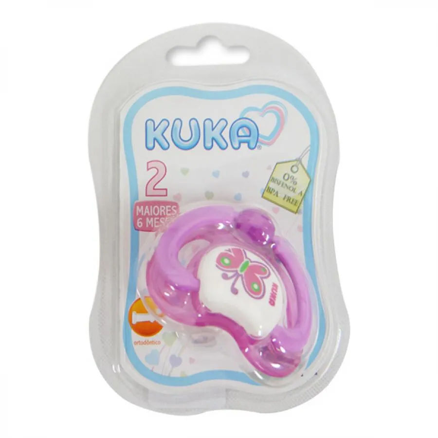Chupeta Kuka Decorada Plus Ortodontica Silicone N.2 Rosa